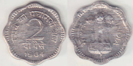 1964 India 2 Paise (Unc) A008490 - Click Image to Close